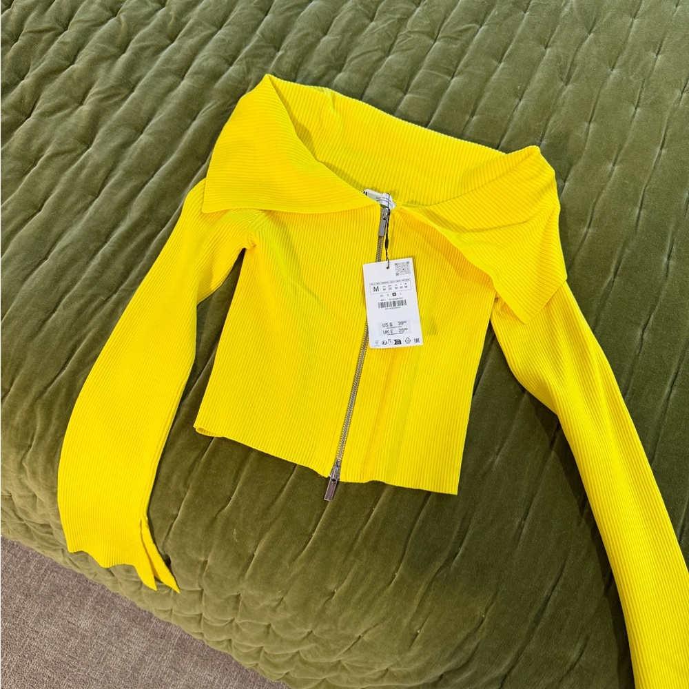 Zara Yellow Off-Shoulder Top